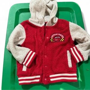 Disney Cars Lightning McQueen Jacket 3T Red Button Up Hoodie Toddler